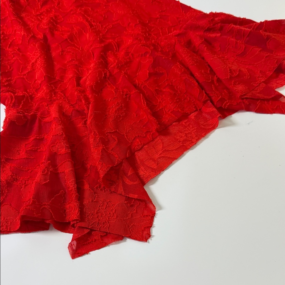 Boohoo Strapless Red Lace Maxi Dress - Picture 5 of 7